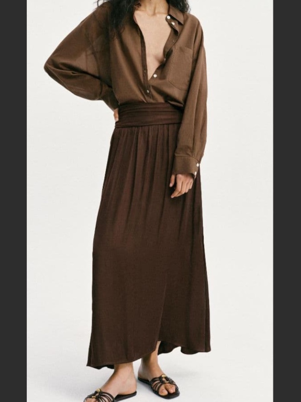 Zara Brown Pleated Maxi Skirt - Picture 2 of 3